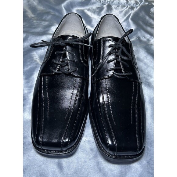 Stacy Adams Men’s Lace Up Square Toe Black Dress Shoes Size 9W - Picture 1 of 6